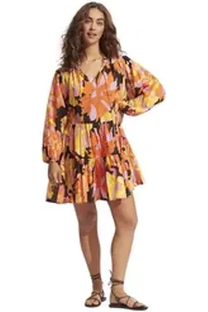 Seafolly Sommerkleid W Palm Springs Tier Dress Damen Kleid orange S/M