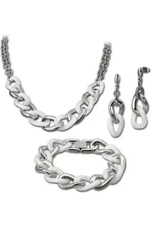 Amello Schmuckset Edelstahlschmuckset Keramik O+A+K (3-tlg., Schmucksets), Damen Schmucksets, Edelstahl (Stainless Steel), Farbe: silberfarben, w silberfarben