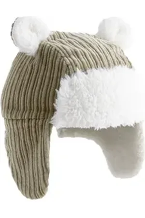 Next Erstlingsmütze Trappermütze aus Cord für Babys (1-St) grün Kopfumfang: 48 cm.