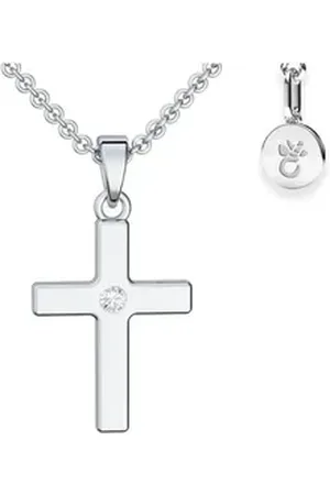 Amoonic Kreuzkette Halskette Mädchen Silber 925 mit Kreuzanhänger Kommunion Taufkette (individuell anpassbare Halskettenlänge) silberfarben
