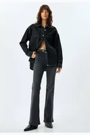 Koton High-waist-Jeans Hohe Leibhöhe Flare schwarz 27/32