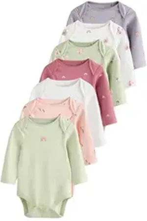 Next Langarmbody Langärmelige Strampler in Pastell 7er-Pack (7-tlg) weiß 56-62 (bis zu 3 M.)