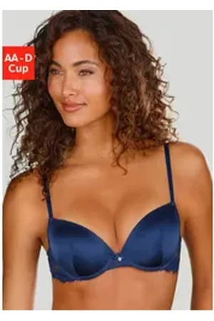 Lascana Push-up-BH Alana aus edler Qualität mit hohem Seidenanteil und floraler Spitze, Dessous blau 70