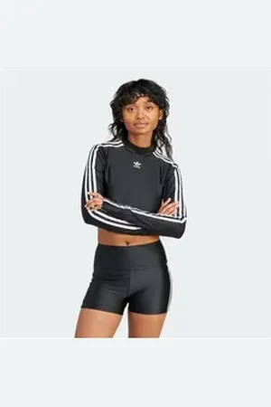 adidas Originals Crop-Top 3-STREIFEN CROPPED LONGSLEEVE schwarz XL