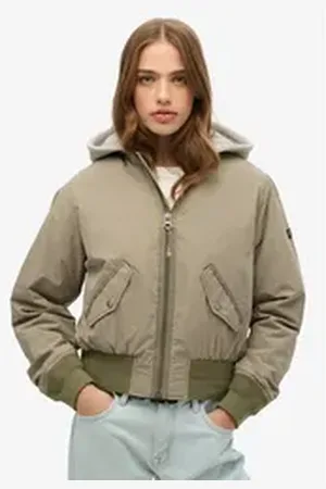 Superdry Bomberjacke HOODED MA1 BOMBER JACKET grün L