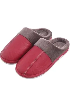 Golden Damen Herren Komfort Memory Foam Hausschuhe Damen Plüsch Fleece Plüsch Hausschuhe rot 40/41(Passende 39/40 Füße)
