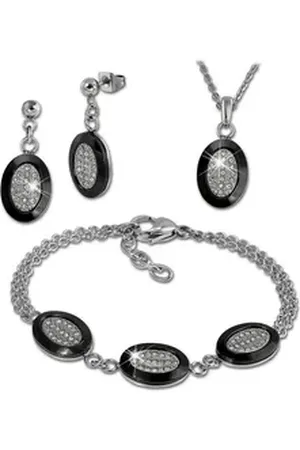 Amello Schmuckset Edelstahlschmuckset Keramik Rund (3-tlg., Schmucksets), Damen Schmucksets, Edelstahl (Stainless Steel), Farbe: silberfarben, s silberfarben