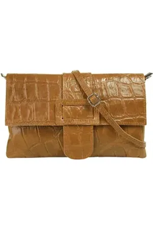 Cluty Abendtasche, echt Leder, Made in Italy gelb