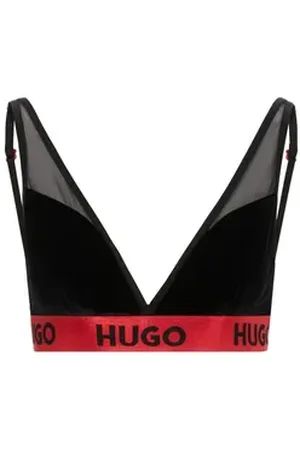 HUGO BOSS Triangel-BH aus Stretch-Samt und Mesh schwarz XL
