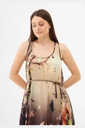 Bolongaro Maxikleid SUNRISE PARACHUTE Taillenband und Seitentaschen,Verstellbarer Saum bunt L