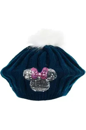 Disney Bommelmütze Mädchen Kinder Winter-Strick-Baskenmütze blau 54
