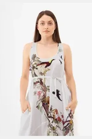 Bolongaro Maxikleid OPIUM PARACHUTE Taillenband und Seitentaschen,Verstellbarer Saum weiß S