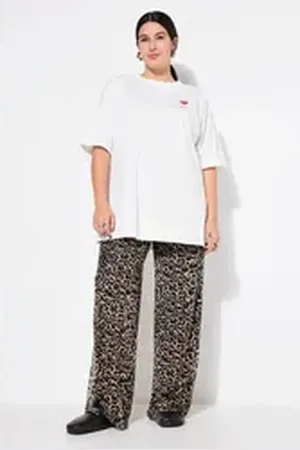 STUDIO UNTOLD Schlupfhose Mesh-Hose wide Legs Leo-Print braun|rosa 54/56