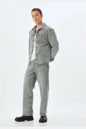 Koton 5-Pocket-Jeans Normale Leibhöhe Baggy grau 32/32