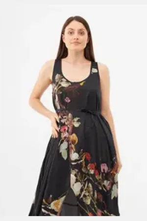 Bolongaro Maxikleid OPIUM PARACHUTE Taillenband und Seitentaschen,Verstellbarer Saum schwarz L
