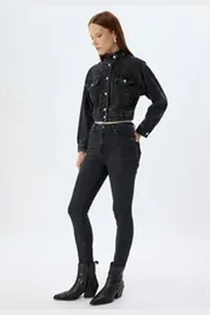 Koton Skinny-fit-Jeans Hohe Leibhöhe Skinny schwarz 31/32