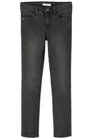 NAME IT Skinny-fit-Jeans Mädchen Jeanshose Used Optik Black Denim-164 mit elastischem Bund 164