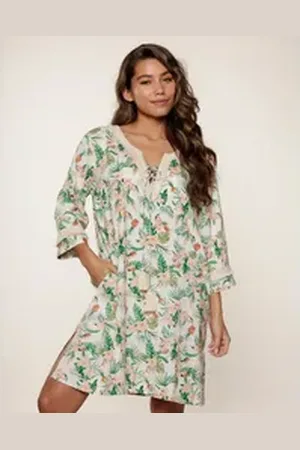 LingaDore Tunikashirt Botanic Print Strand Tunika bunt 40