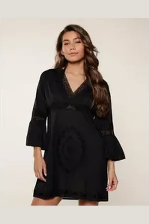 LingaDore Tunikashirt Beach Cover-Ups Tunika mit Trompetenärmeln schwarz 36