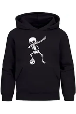 MoonWorks Hoodie Kinder Hoodie Fußball Dabbing Skelett Jungen Sport Hobby schwarz 128