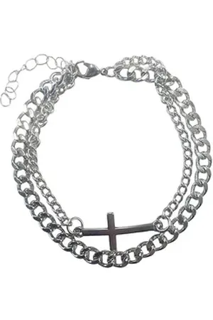 Karma Edelstahlarmband Herrenarmband Panzerarmband silber (Armband Schmuck Geschenk, Kreuzarmband Herren), Silberarmband Herren Herrenschmuck silberfarben