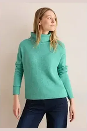 CECIL Rollkragenpullover aus softem Materialmix grün XXL (46)