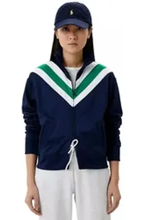 Ralph Lauren Polo Sweatjacke Retro Newport Sport Blouson Jacke Frontreißverschluss, Eingrifftaschen, Chevron-Streifen, Flaggenmotiv M