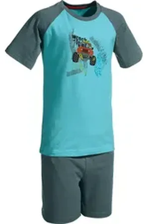 Erwin Müller Pyjama Kinder-Shorty (2 tlg) Single-Jersey gemustert grün 146/152