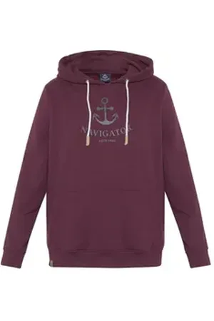 Navigator Kapuzensweatshirt mit maritimem Frontprint braun XL