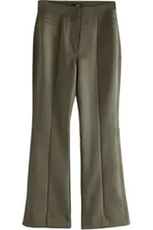 Next Bootcuthose Bootcut-Hose aus Veloursleder mit Kunstfell (1-tlg) grün 39