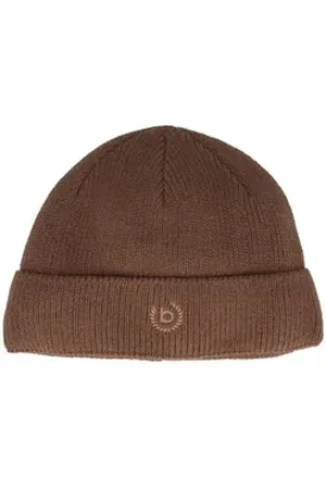 Bugatti Strickmütze Strickmütze mit Umschlag und Logostick schwarz