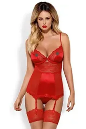 Obsessive Corsage OB Lovica corset & thong red - (L/XL,S/M,XXL) rot XXL