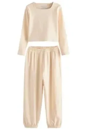 Next Pyjama Schlafanzug mit Hose im Jogginghosen-Stil, Pack (2 tlg) beige 122 (7 J.)