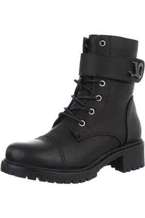 Ital-Design Damen Schnürschuhe Freizeit Schnürstiefelette (88577619) Blockabsatz Stiefeletten in Schwarz schwarz 39 EU