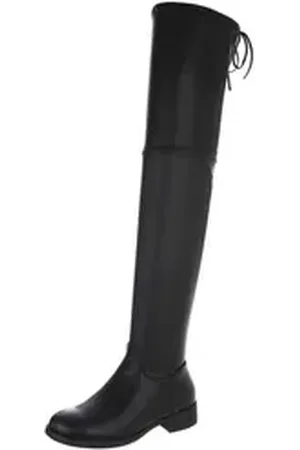 Ital-Design Damen Party & Clubwear Stiefel (88577346) Blockabsatz Overknees in Schwarz schwarz 36 EU
