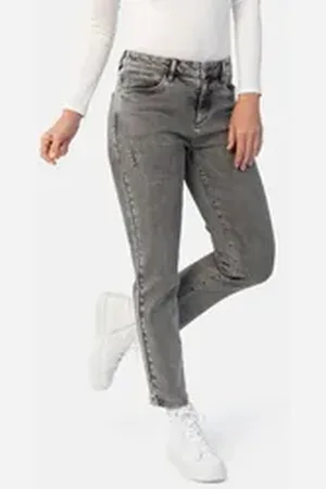 Stooker Women 5-Pocket-Jeans Zermatt Fashion Straight Fit Straight Fit Casual Acid Wash Denim Jeans für Damen grau 40