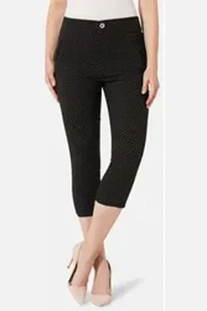 Stooker Women 7/8-Hose Macau Print Slim Fit Slim Fit Casual Clean Wash Bengalinqualität Bügelfrei, für Damen schwarz 40