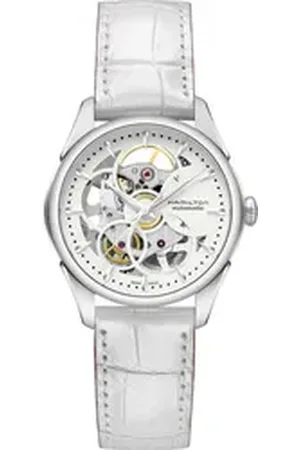 Hamilton Automatikuhr Jazzmaster Viewmatic Skeleton Lady Damen Automatikuhr, Skelettiertes Ziffernblatt silberfarben