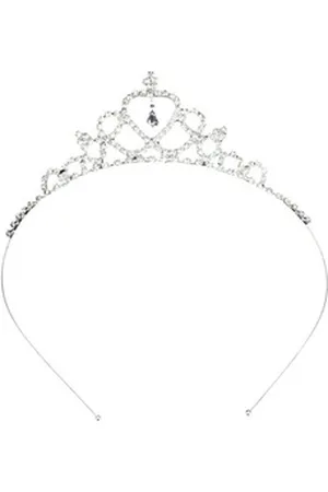 Katara Diadem Zubehör JGA Diadem für Kinder, Damen in Herz Form, Haarreif, Fasching, Karneval, Krone, Mädchen, Prinzessinen, Hochzeit silberfarben