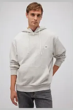 Mavi Kapuzenpullover HALF ZIP HOODIE Hoodie mit Logo und Reißverschluss grau S