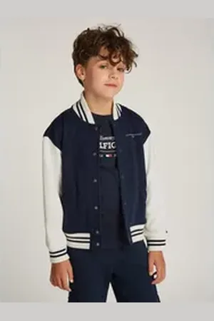 Tommy Hilfiger Sweatjacke U MINI CORP LOGO BOMBER mit kontrastfarbenen Ärmeln, mit Logodruck blau 5 (110)