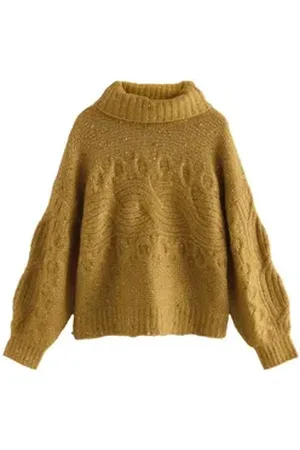 Next Rollkragenpullover Strickpullover mit Rollkragen Noppengarn Kombiteil (1-tlg) grün M