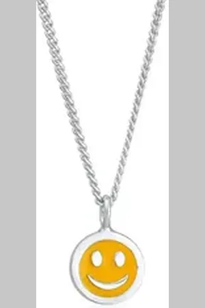 Elli Kette mit Anhänger Kids Smiling Plättchen Emaille 925 Silber, Smiling Face silberfarben