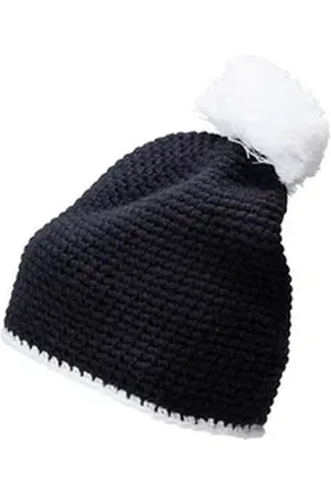 Myrtle Beach Bommelmütze Pompon Hat with Contrast Stripe Wintermütze