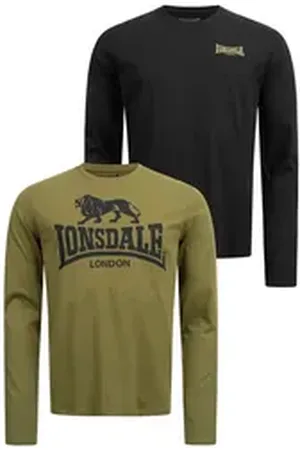 Lonsdale London Langarmshirt Herren Langarmshirt normale Passform Doppelpack AYRSHIRE 100% gekämmte Baumwolle 4XL