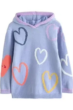Next Strickjacke Kapuzenjacke mit Herzchenmuster (1-tlg) blau 86-92 (1,5-2 J.)
