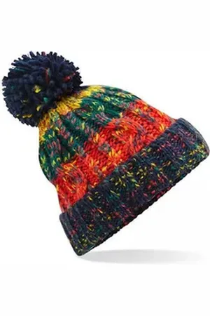 Beechfield ® Bommelmütze Corkscrew Pom Pom Beanie Wintermütze