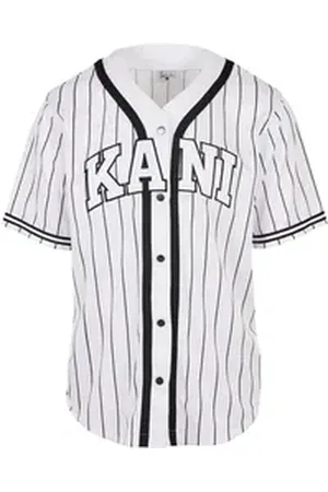 Karl Kani Langarmhemd Herren KM221-115-2 Serif Pinstripe Baseball Shirt (1-tlg) weiß L