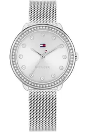 Tommy Hilfiger Quarzuhr DEMI 1782698, Armbanduhr, Damenuhr, Glaskristalle, analog, Edelstahlarmband silberfarben