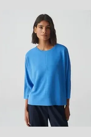 Opus 3/4-Arm-Shirt Shirt SINNI aus strukturiertem Jersey blau 44